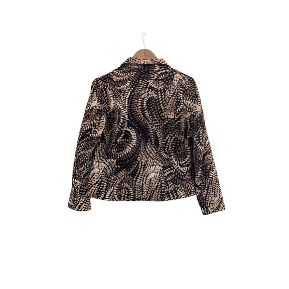 ✨Renaissance Petite Abstract Print Zip Jacket PS Brown Black Preowned - Picture 3 of 6